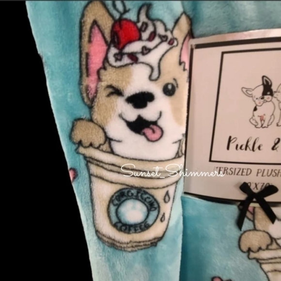 Starbucks Inspired Corgi Dog Corgiccino Coffee Cup Oversized Throw Blanket New - Picture 6 of 8